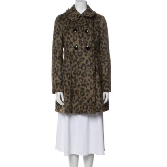 Kate Spade New York Brushed Leopard Double-Breasted Pea Coat Size 2